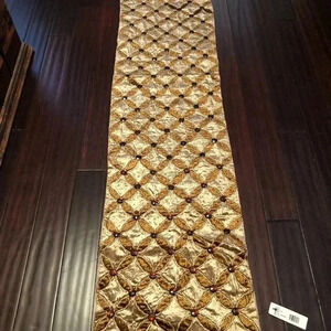 1 FARRISILK Tabletop Runner in Beige & Gold For Holidays L 72x16